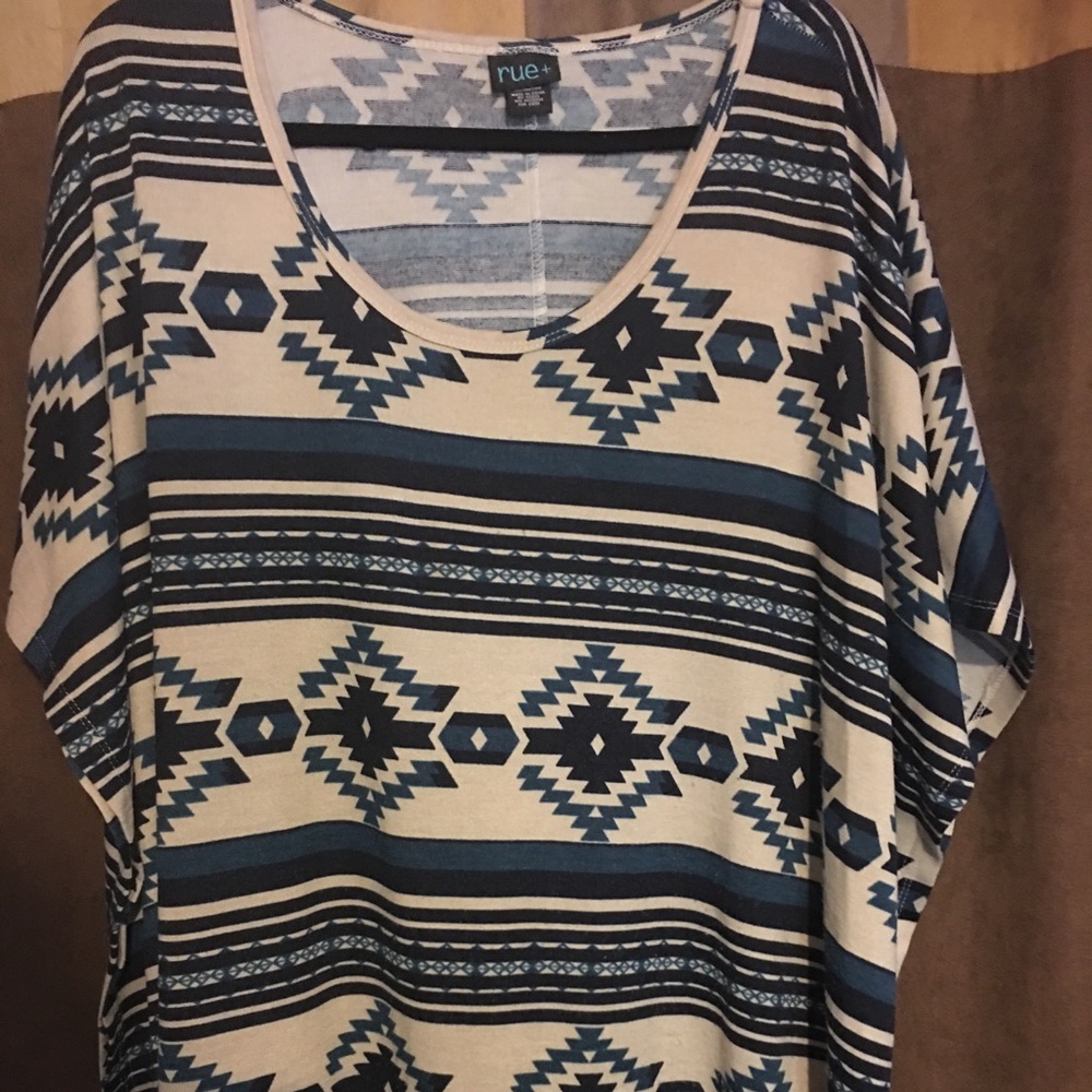 Western blue print with fringe